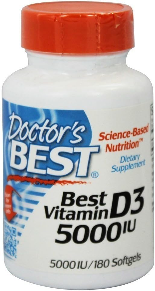 Doctor's Best Vitamin D3 5000 IU - 180 Softgels - görsel 1