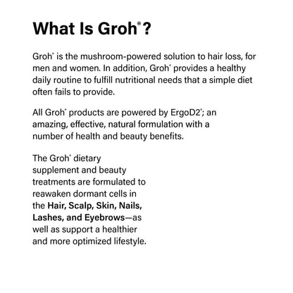 Groh Daily Vitality Boost - All Natural Hair, Skin and Nails Supplement with ErgoD2 - 60 Capsules