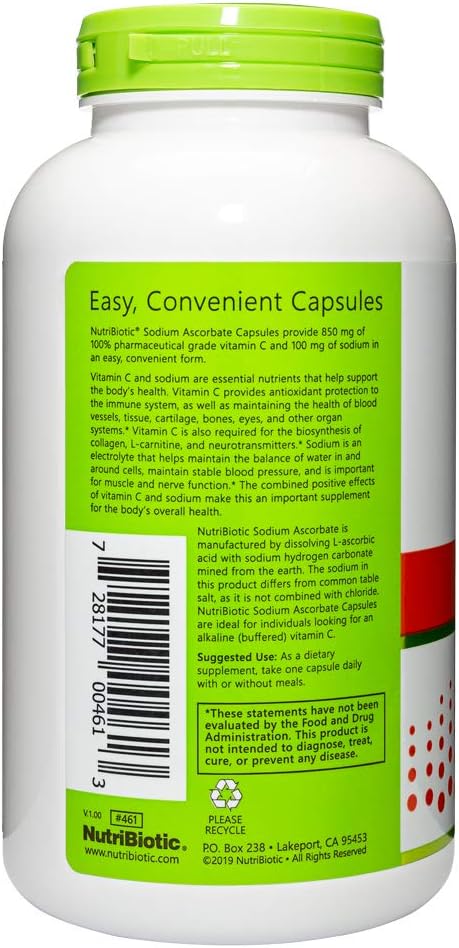 NutriBiotic Sodium Ascorbate Buffered Vitamin C Capsules, 250 Capsules - görsel 6