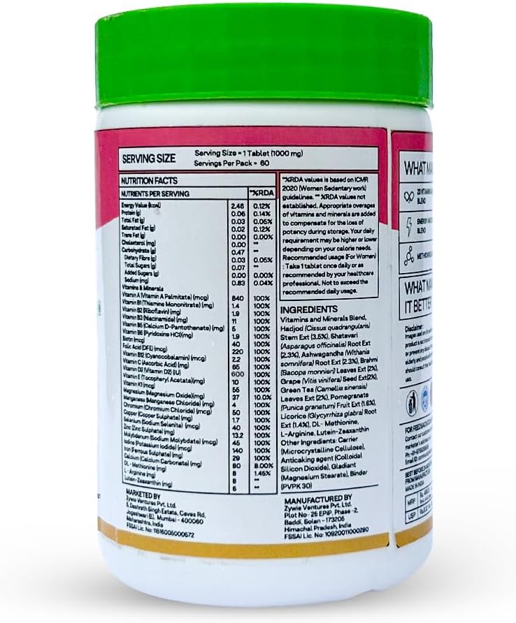 OZIVA Daily Women's Multivitamin – 60 Capsules, Plant-Based with 23 Nutrients & Ayurvedic Herbs - görsel 5