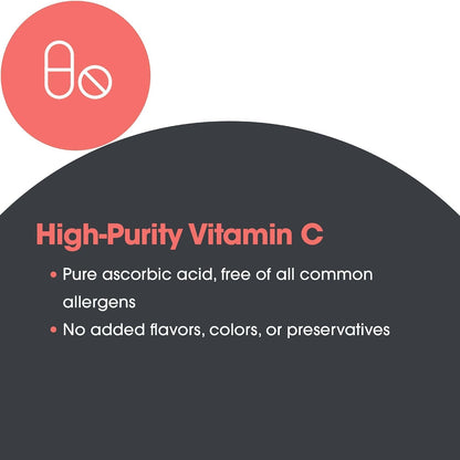 Allergy Research Group ARG Pure Vitamin C - Unbuffered Ascorbic Acid 2,000 mg - 100 Capsules