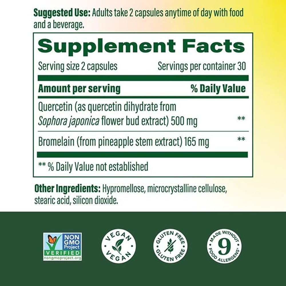 MegaFood Quercetin with Bromelain Supplement – 500mg Quercetin + 165mg Bromelain, 60 Capsules - görsel 2