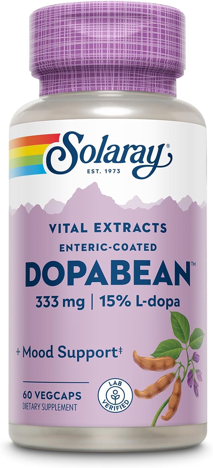 SOLARAY Dopabean 333mg - Mucuna Pruriens L-Dopa Supplement - Enteric Coated, 60 Servings - görsel 1