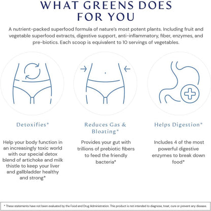 BodyHealth Perfect Greens Formula - Superfood Green Apple Smoothie Powder (30 Servings)