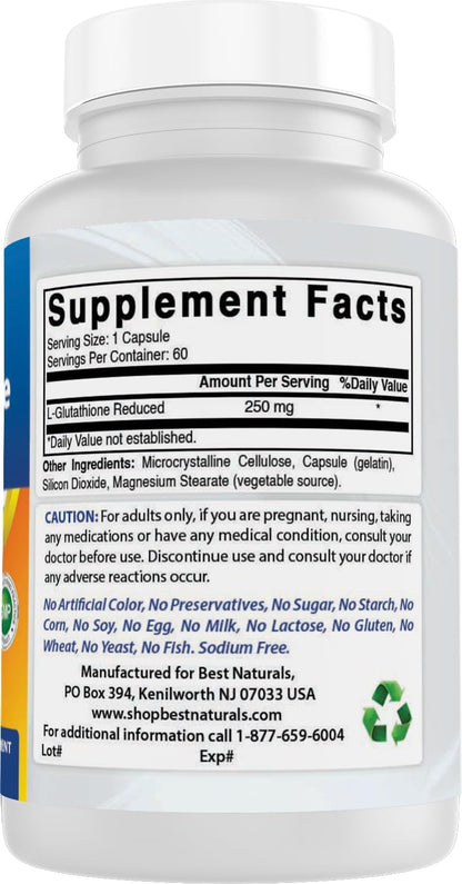 Best Naturals L-Glutathione 250 mg 60 Capsules