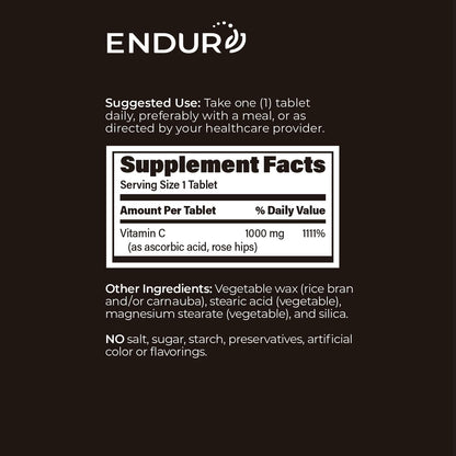 Endur ENDUR-C Vitamin C with Rose Hips, 1000mg, 60 Tablets