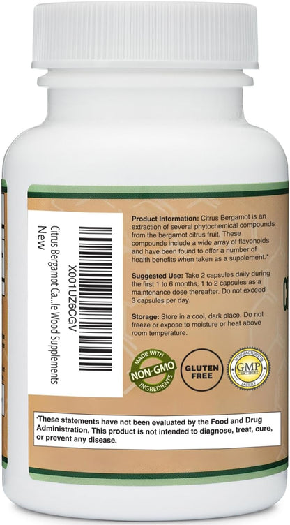 Double Wood Citrus Bergamot Supplement – NSF Certified – 1000mg, 60 Capsules
