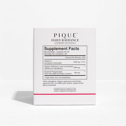 PIQUE Daily Radiance Liposomal Vitamin C with Elderberry - 28 Sachets (10mL each)