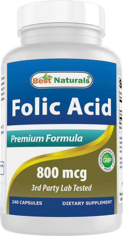 Best Naturals Folic Acid 800 mcg, 240 – Third-Party Lab Tested: Every batch is tested for purity and quality, – Image 1
