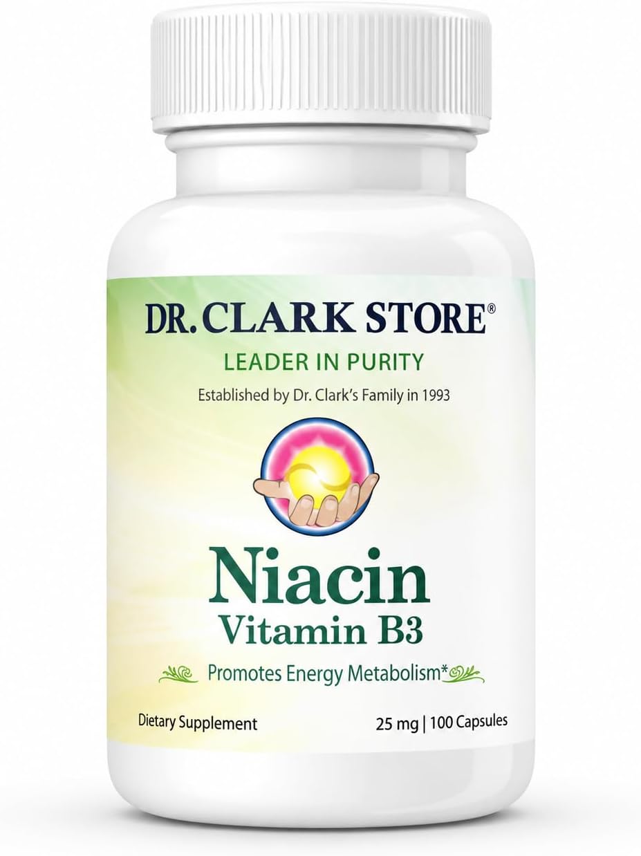 Dr Clark Niacin (Vitamin B3) Supplement – 25mg, 100 Gelatine Capsules - görsel 1