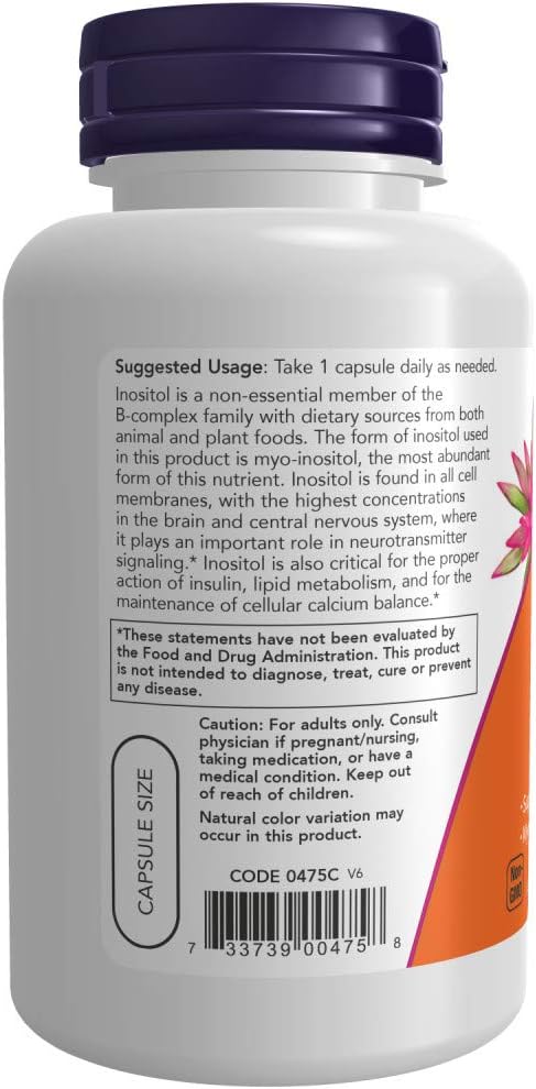 NOW Foods Inositol 500 mg, 100 Capsules (Pack of 2) - görsel 3