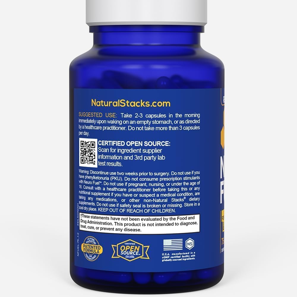 NATURAL STACKS Original NeuroFuel - Nootropic Brain Support Supplement - 75 Capsules - görsel 6