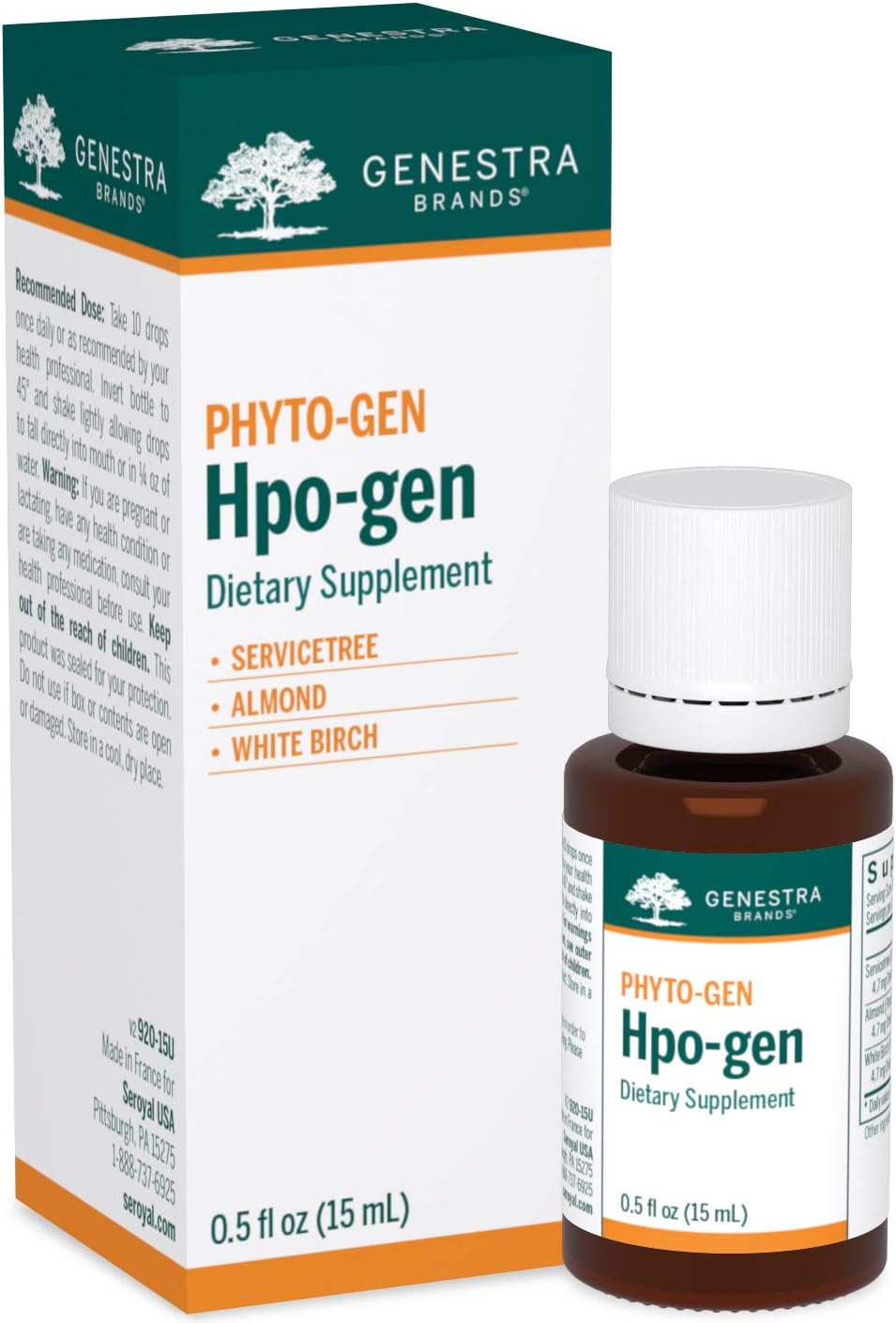 Genestra Brands Hpo-gen | Servicetree, Almond, and White Birch Herbal Supplement | 15 ml - görsel 1
