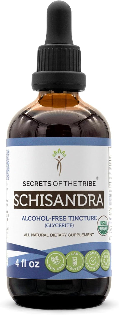 Secrets of the Tribe Schisandra USDA Organic Alcohol-Free Extract, High-Potency Herbal Drops, 60 ml
