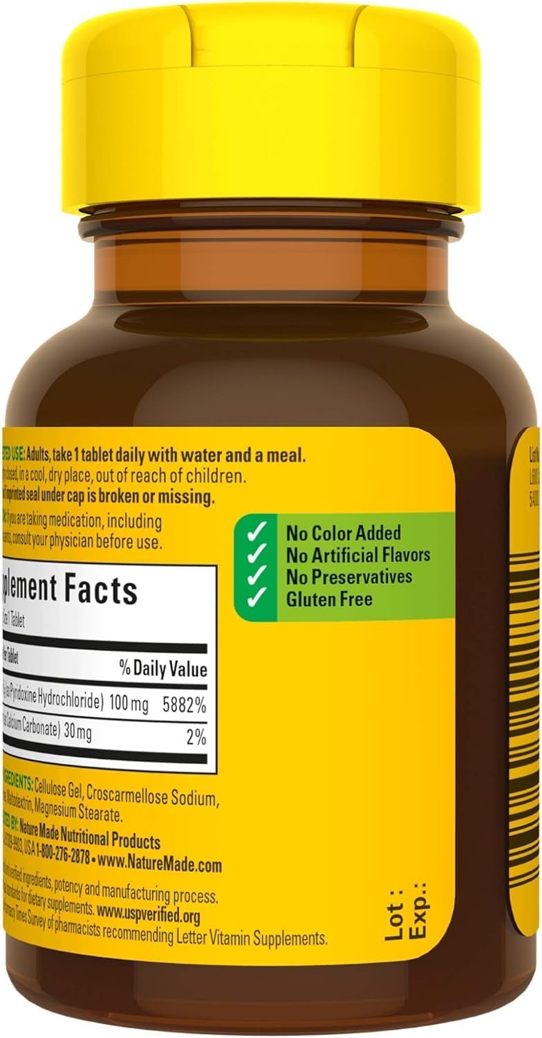 Nature Made Vitamin B6 100mg Tablets, 100 Tablets - görsel 5