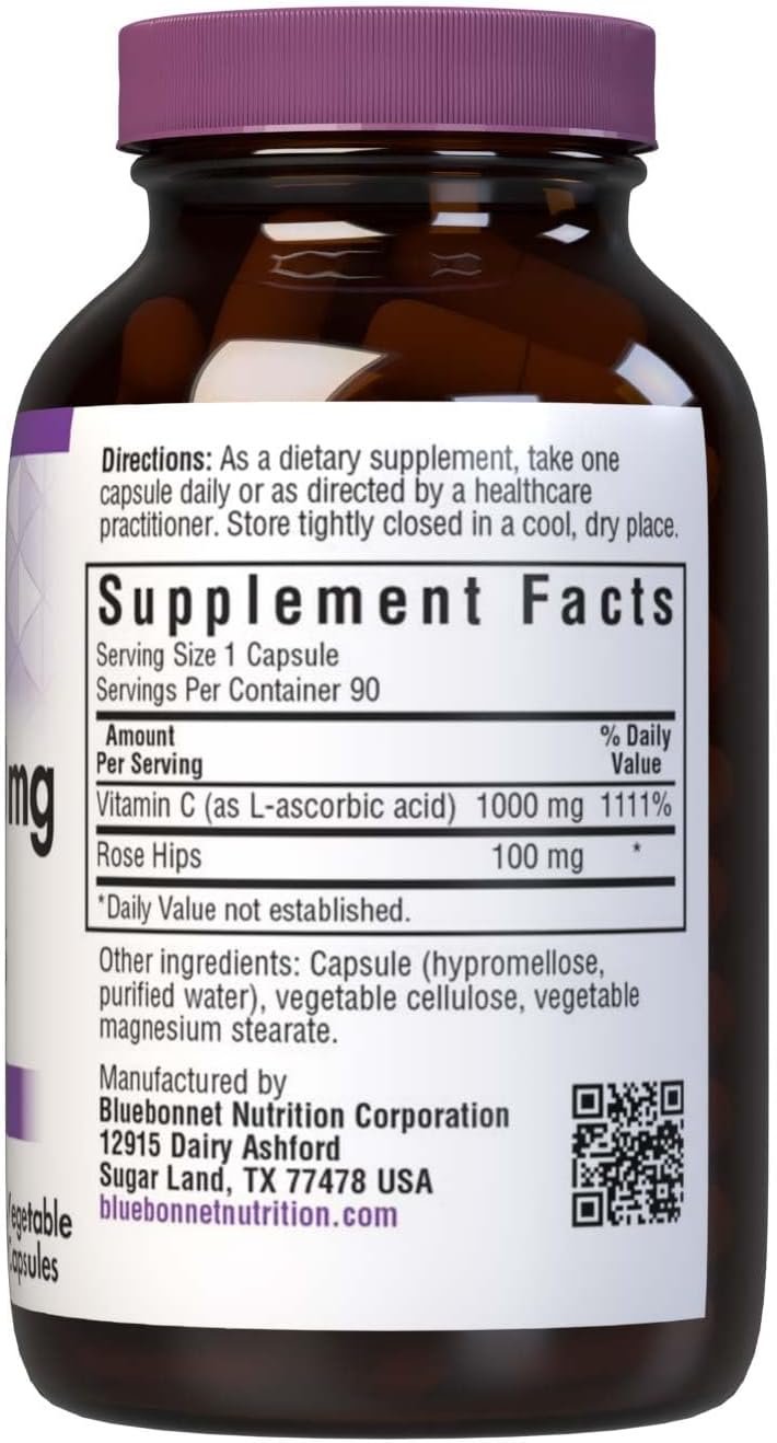 Bluebonnet Nutrition Vitamin C 1000mg with Rose Hips Vegetable Capsules - görsel 2
