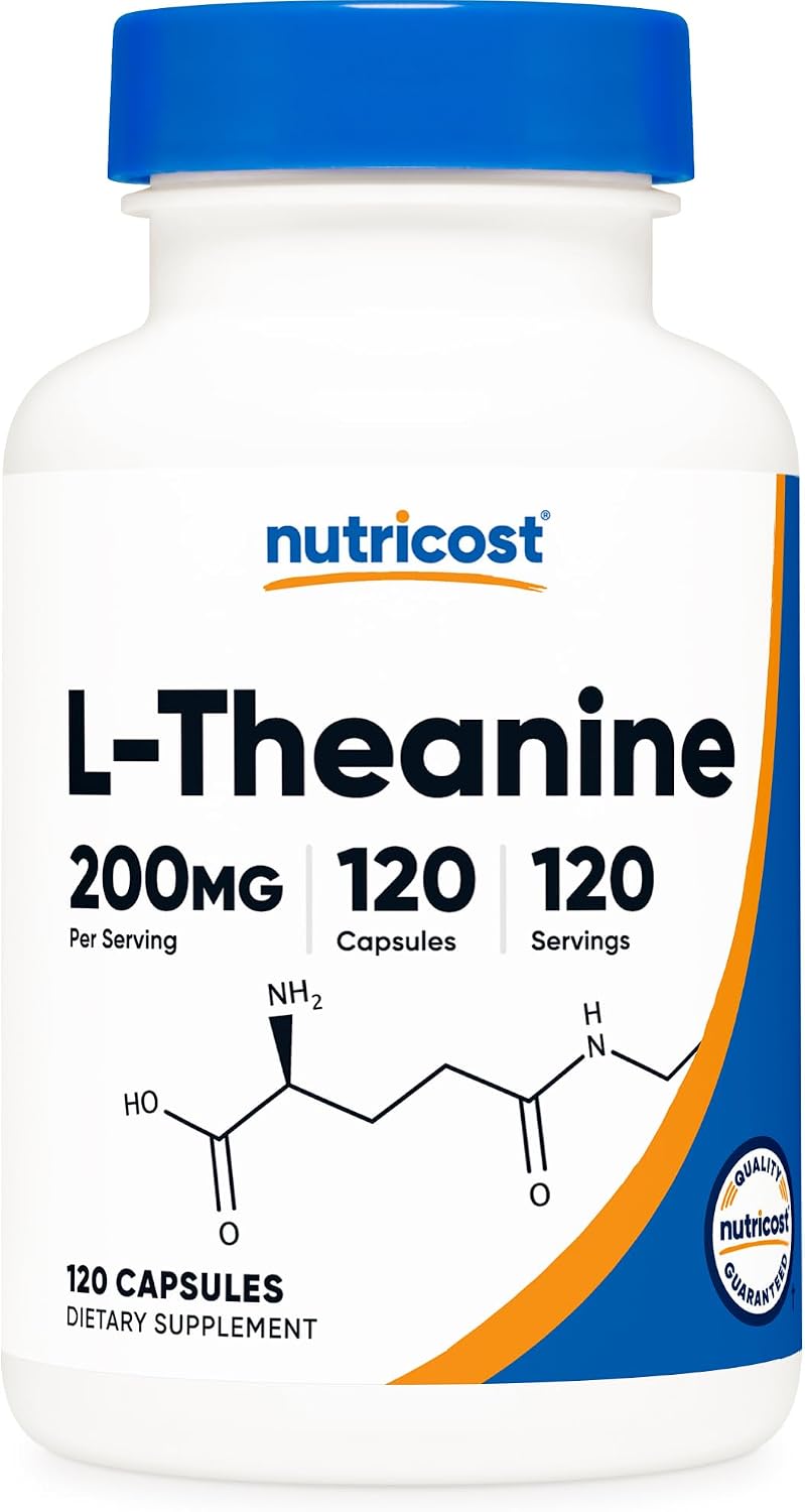 Nutricost L-Theanine 200mg, 120 Capsules, Double Strength – Non-GM, Gluten-free - görsel 1