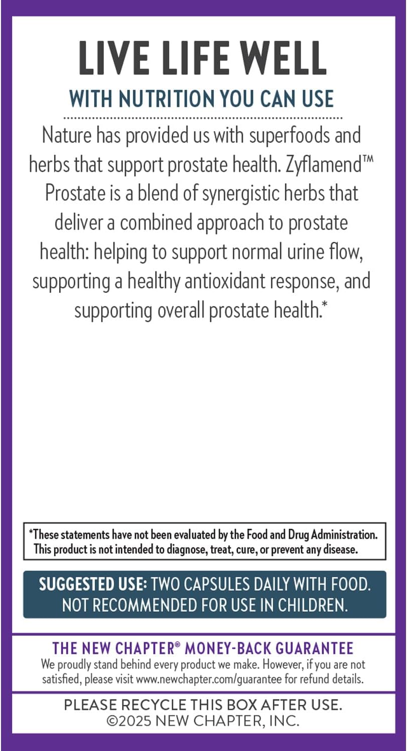 New Chapter Zyflamend Prostate Supplement with Saw Palmetto, Pumpkin Seed Oil & Turmeric, 60 Vegetarian Capsules - görsel 7
