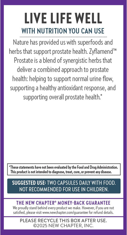 New Chapter Zyflamend Prostate Supplement with Saw Palmetto, Pumpkin Seed Oil & Turmeric, 60 Vegetarian Capsules