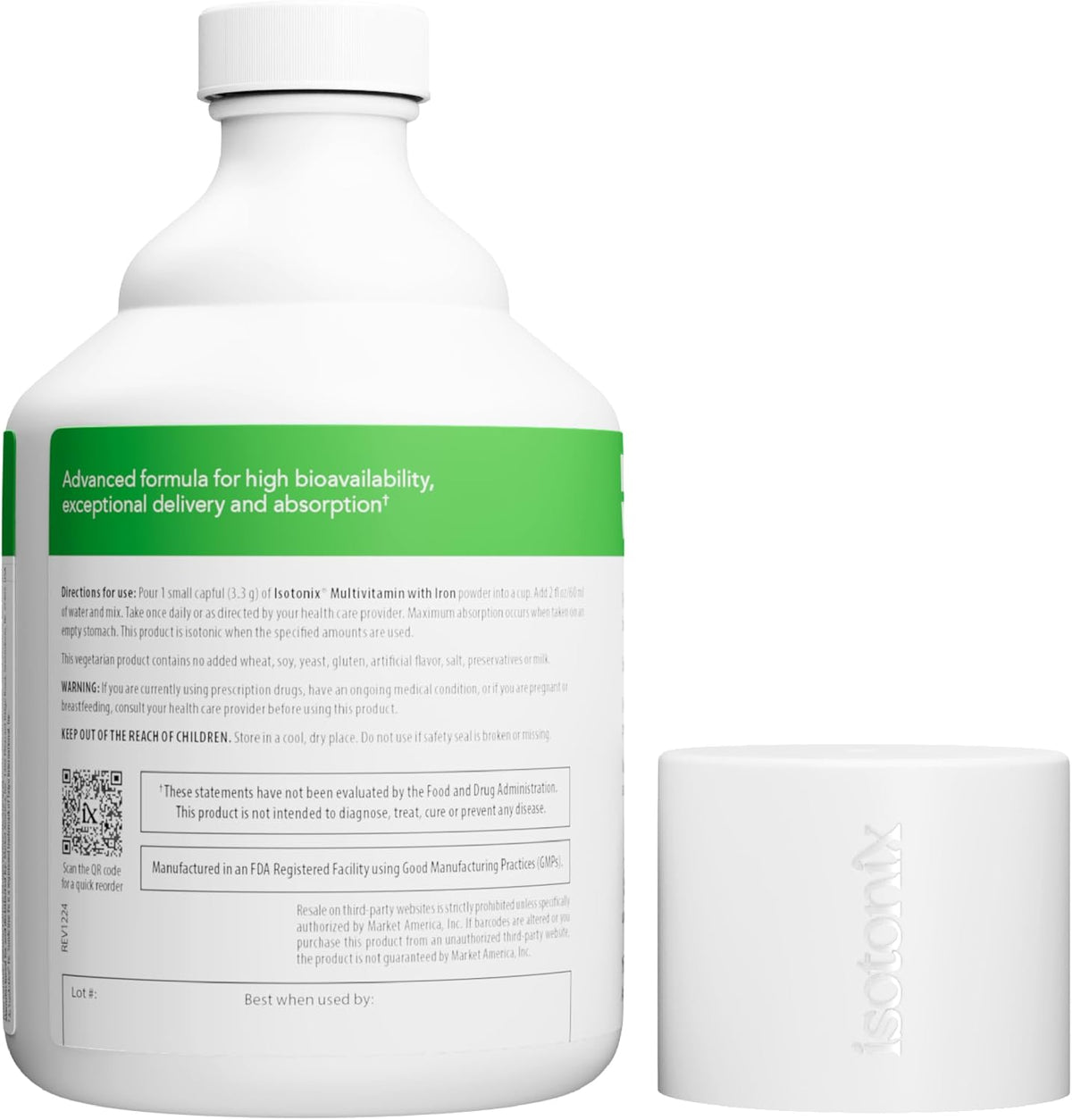 Isotonix Multivitamin with Iron — Methylated B-Complex & Antioxidants for Energy, Immune & Nervous System Support, Isotonic Powder, Vegetarian, Gluten-Free, 90 Servings - görsel 8