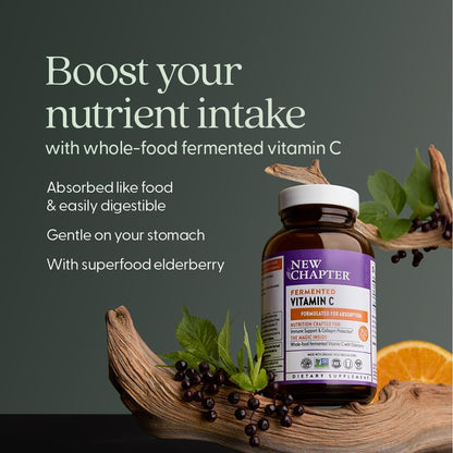 New Chapter Fermented Vitamin C + Elderberry, ONE Daily, 60 Tablets