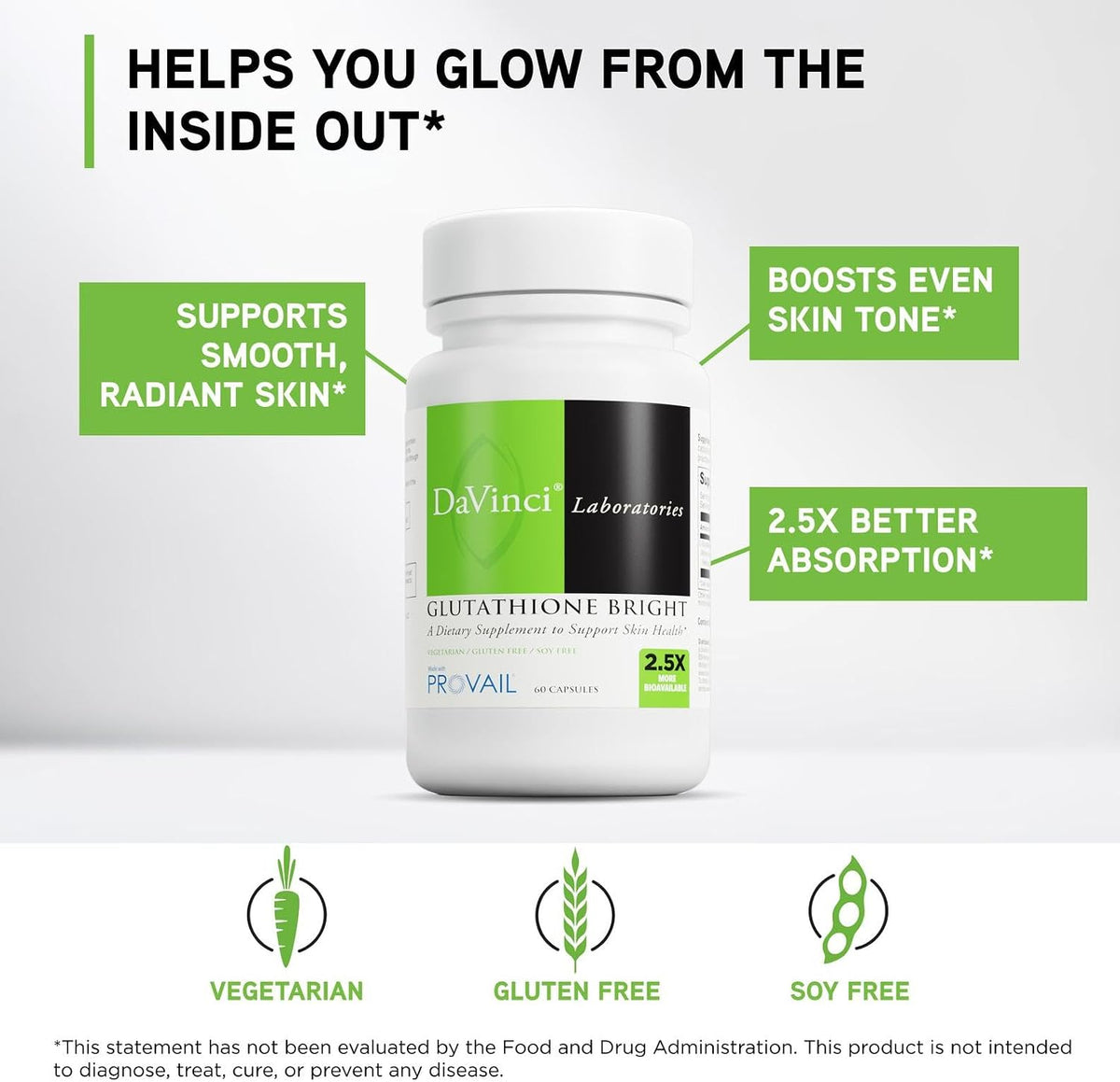DAVINCI Labs – Glutathione Bright – 60 Capsules - görsel 3