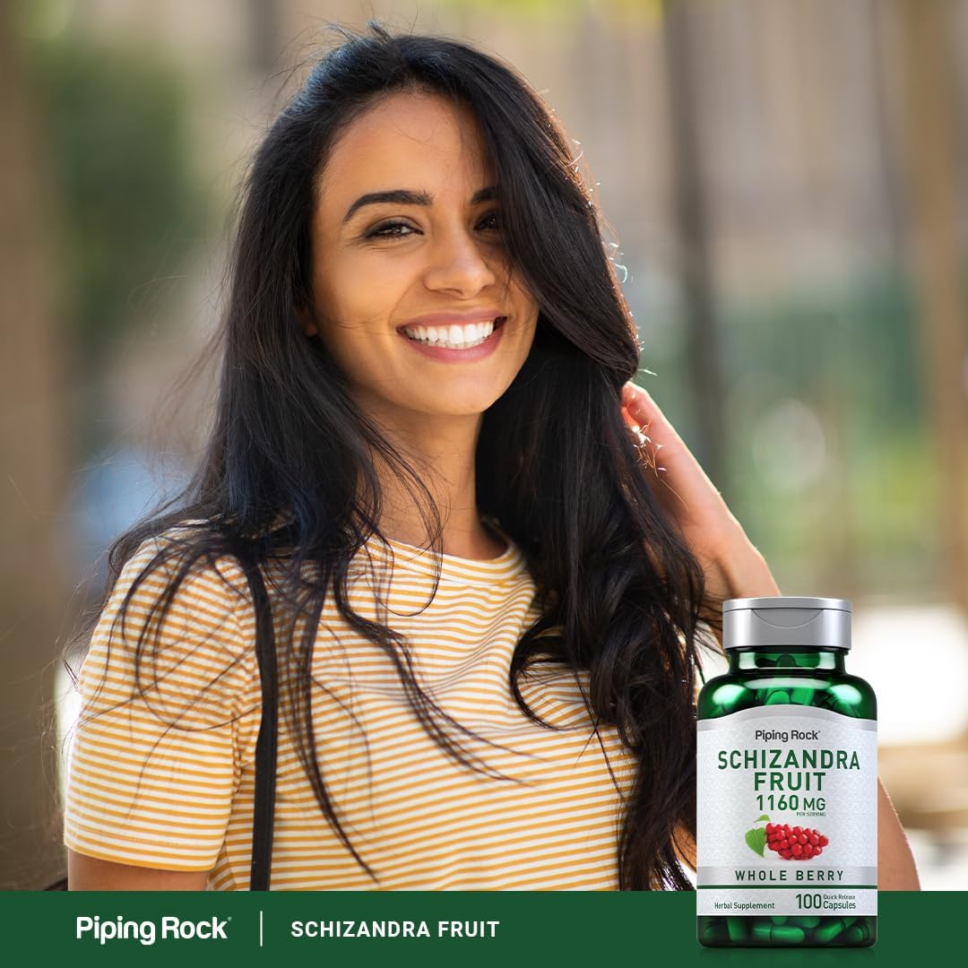 Piping Rock Schizandra Berry Fruit Capsules, 1160 mg, 100 Count - görsel 6