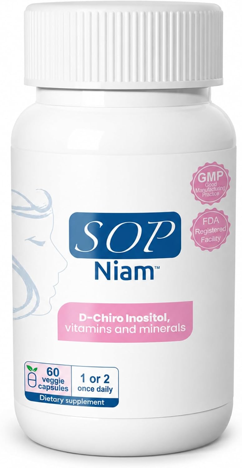 SOP NIAM D-Chiro Inositol 500mg for Women with Folic Acid, Vitamin D3, B6, B12, Biotin - 60 Vegan Capsules - görsel 1