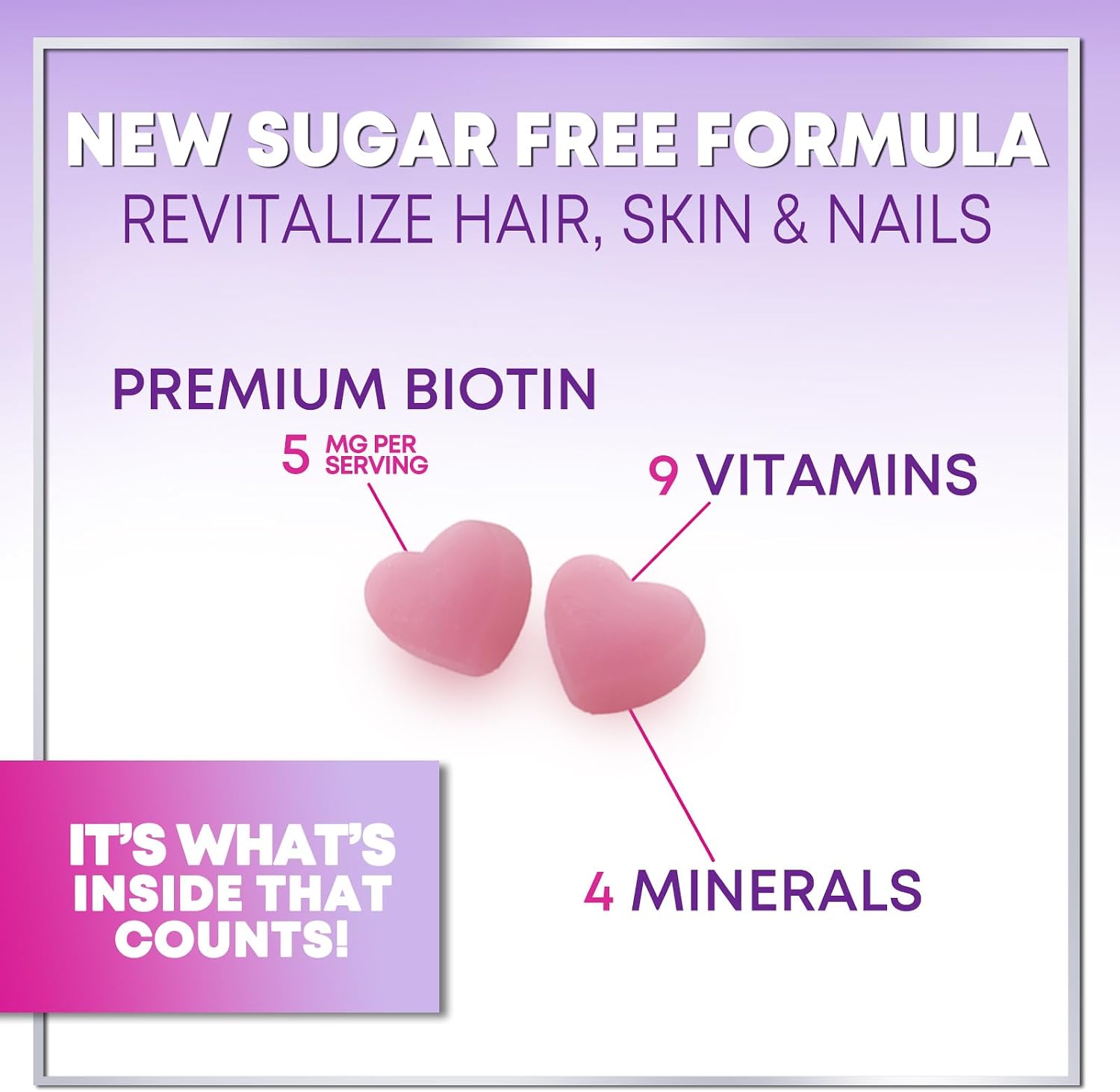 Hello Lovely! Hair Vitamins Gummies with Biotin 5000 mcg - Hair, Skin and Nails Support - 120 Gummies - görsel 3