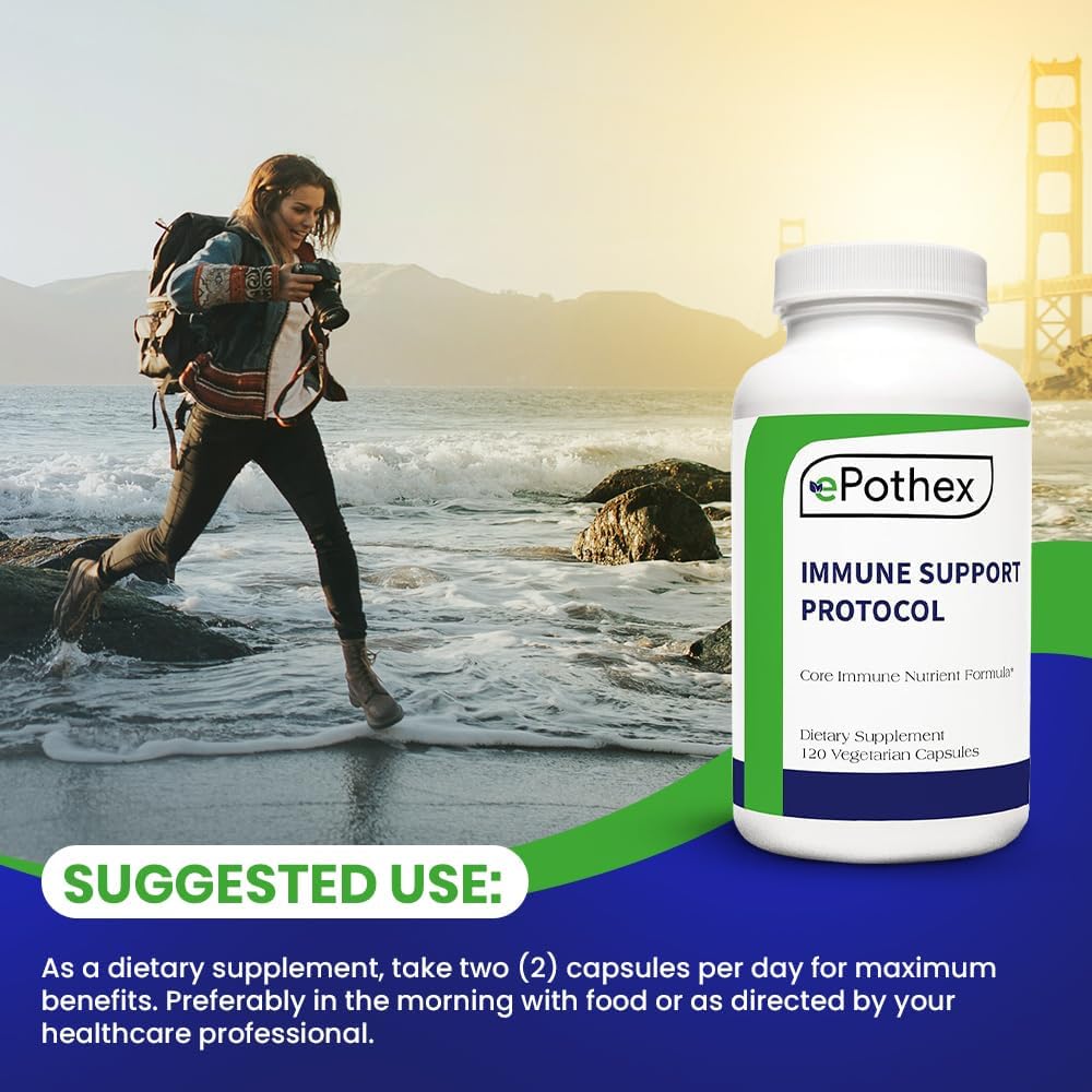 EPOTHEX Immune Support Protocol – Effective Blend of Vitamin C, N-Acetyl Cysteine, Zinc, Vitamin D 2500 IU, Vitamin A, Quercetin – 120 Capsules (60-Day Supply) - görsel 3
