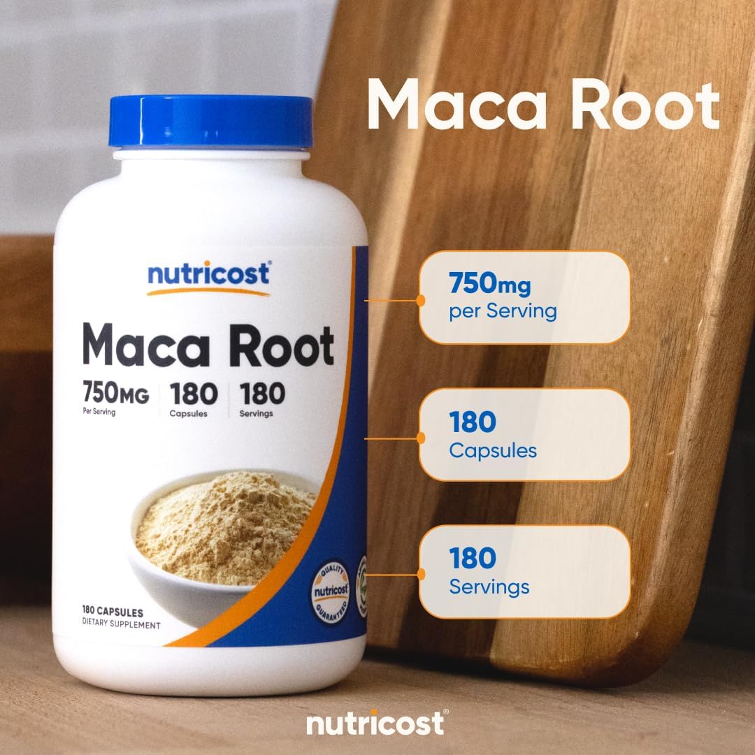 Nutricost Maca Root Capsules (Lepidium meyenii) 750mg, 180 Capsules - görsel 6