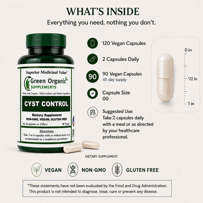 Green Organic Supplements Cyst, Breast Cyst, 90 VCaps, Highly Absorbable, Non-GMO, Gluten-Free (Pack of 3)