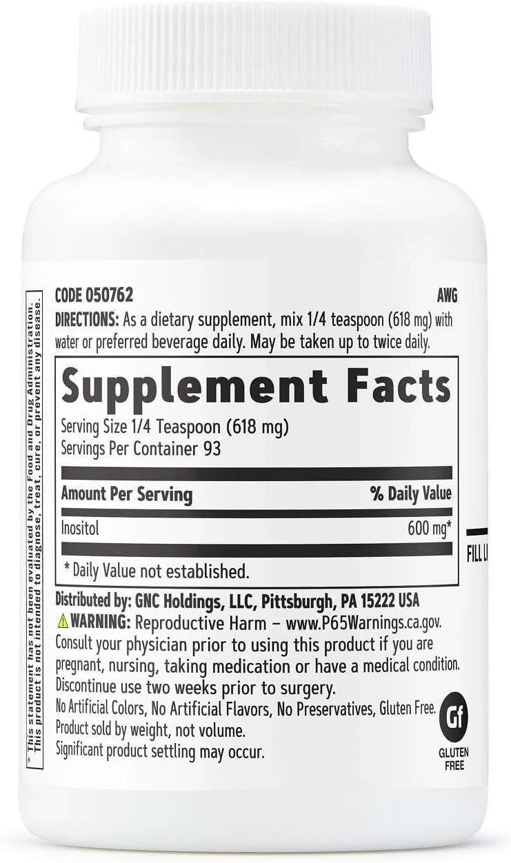 GNC Inositol Powder 600mg, Plays Critical Role in Cell Function and Growth, 93 Servings - görsel 2