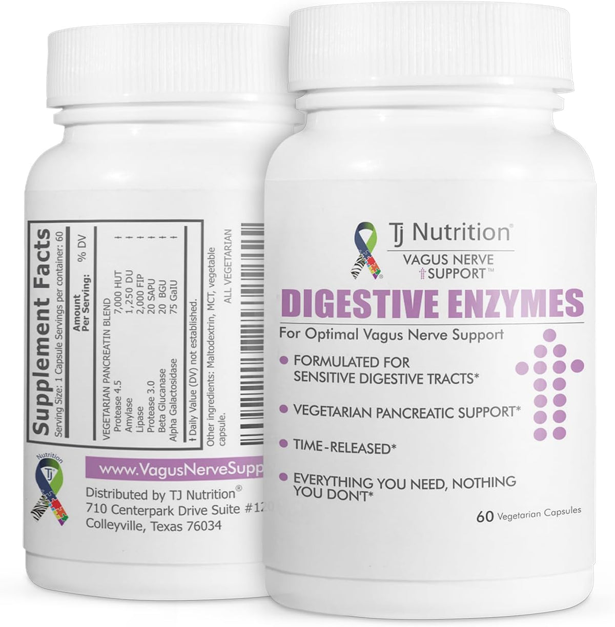 Digestive Enzymes for Sensitive Stomachs - Supports Vagus Nerve, Vegetarian Pancreatic Support, Timed Release Formula for Optimal Gut Health, Enhances Food Digestion & Gut Flora - görsel 1