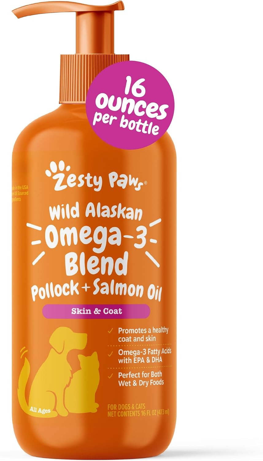 Zesty Paws Salmon Omega Oil + Hemp for Dogs and Cats – Wild Alaskan Salmon Oil with Hemp Seed Oil, Omega-3 EPA & DHA, 16 oz - görsel 9
