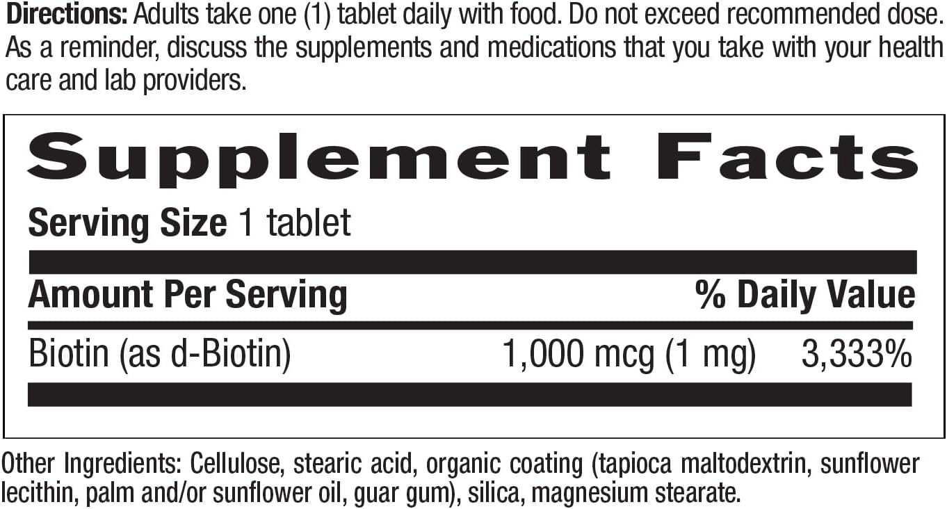 Country Life Biotin 1mg (1000 µg) Tablets – Contributes to Normal Hair, Skin & Nails – 100 Tablets - görsel 3