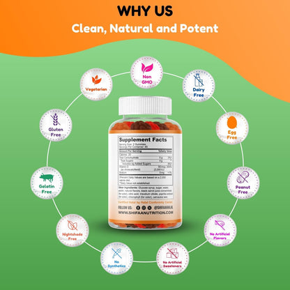 SHIFAA NUTRITION Vegetarian Vitamin D3 Gummies - 2000IU/1000IU, Halal, Non-GMO, Gluten-Free