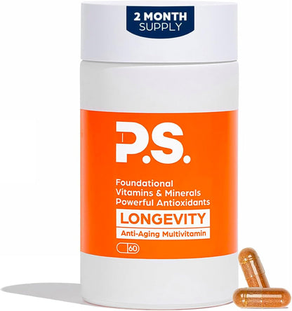 PS Longevity Supplements – Methylated Multivitamin for Men and Women with B Vitamins, Nicotinamide Riboside, CoQ10, Resveratrol, ALA – Antioxidant Defence (2 Month Supply)