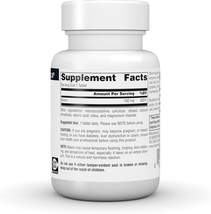 Source Naturals Niacin 100 mg – Vitamin B3 Food Supplement – 100 Tablets