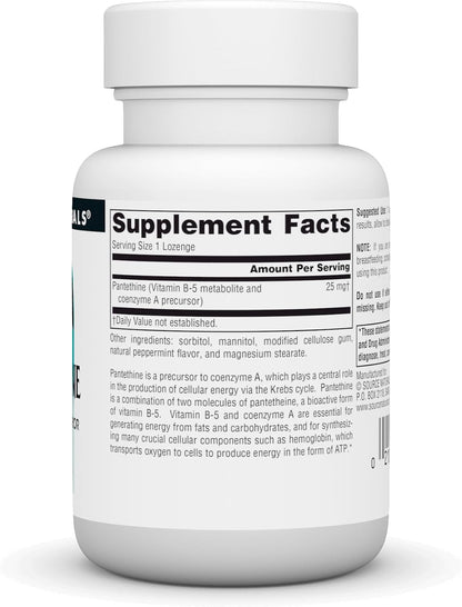 Source Naturals Pantethine B-5 Coenzyme Precursor, 25 mg – 60 Lozenges