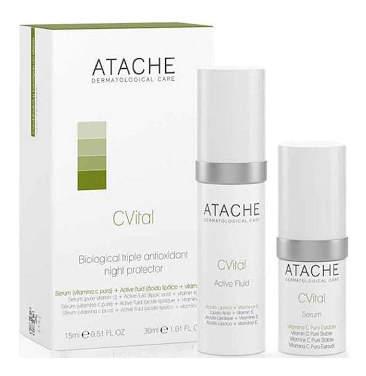 C Vital Biological Triple-Antioxidant Night Protector: Serum (Pure Vitamin C) + Active Fluid (Lipoic Acid + Vitamin E) by atache - görsel 1