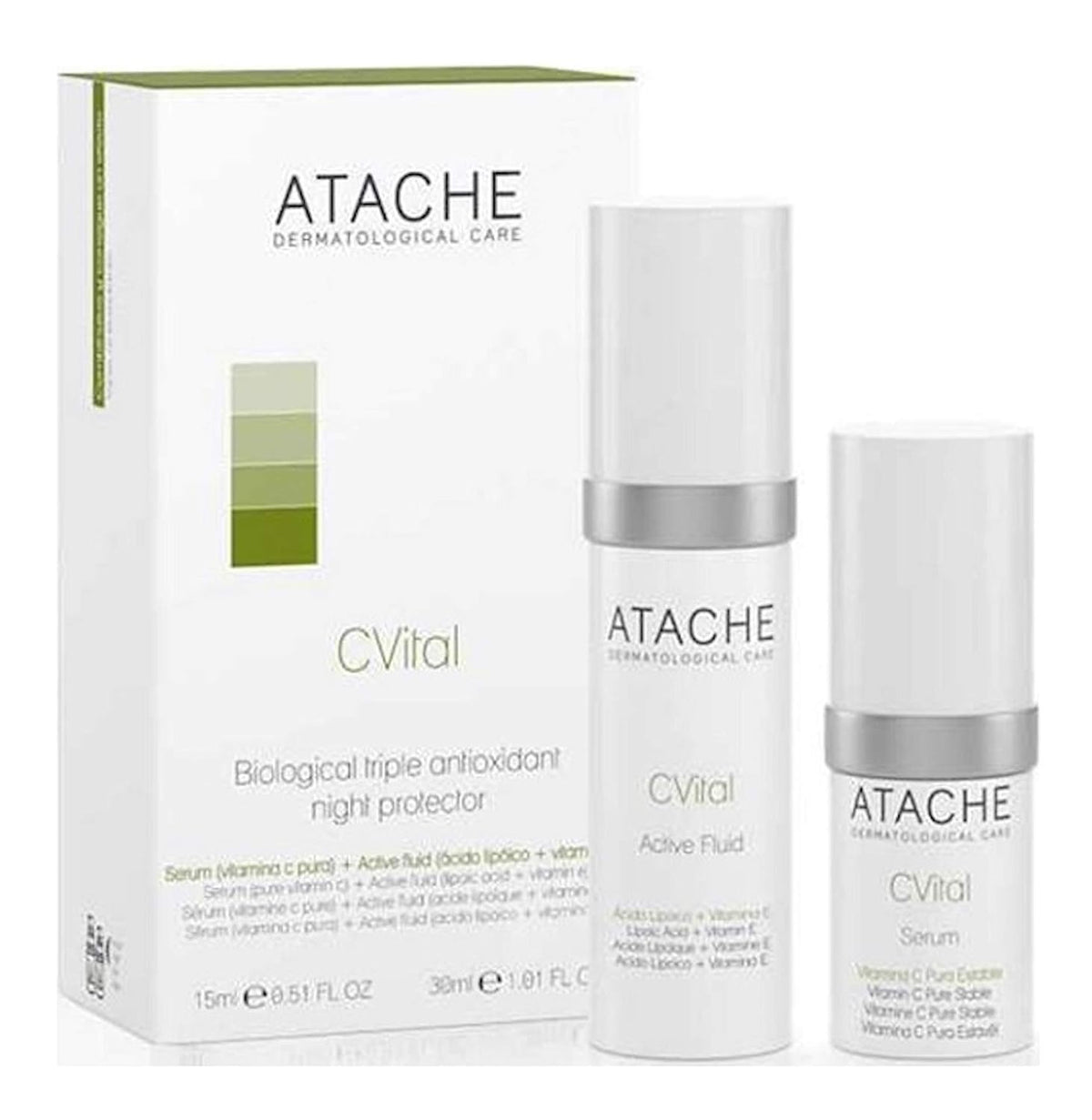 C Vital Biological Triple-Antioxidant Night Protector: Serum (Pure Vitamin C) + Active Fluid (Lipoic Acid + Vitamin E) by atache - görsel 1