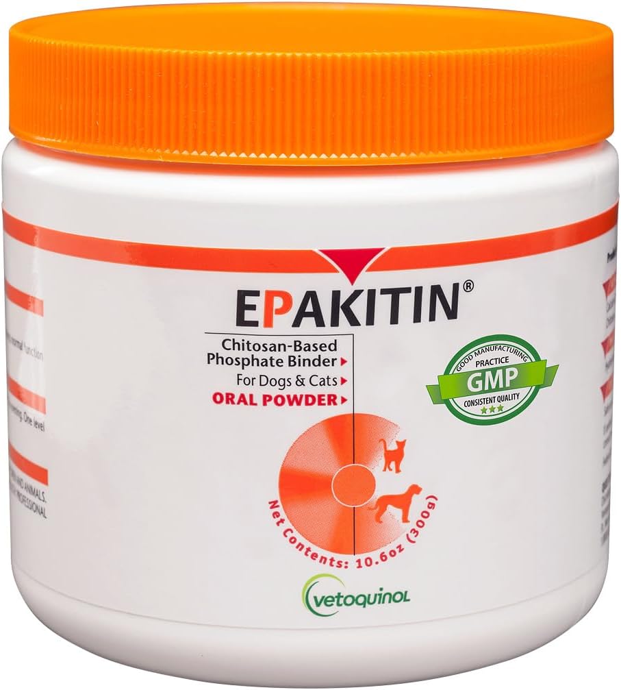 Vetoquinol Epakitin Chitosan-Based Phosphate Binder for Cats & Dogs – Renal Support Supplement Powder, 300g - görsel 1