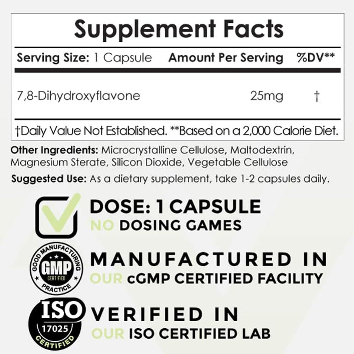 Nootropics Depot 7,8-Dihydroxyflavone Capsules | 25mg | 120 Count | 7,8 DHF | Brain Booster | Supports Cognitive Function and Brain Health - görsel 2