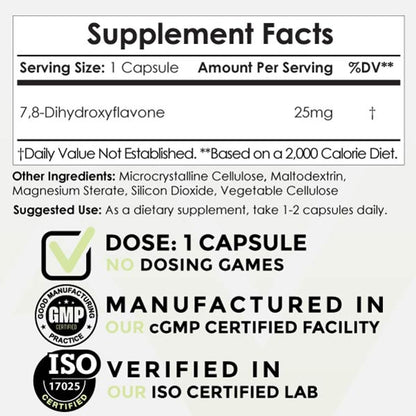 Nootropics Depot 7,8-Dihydroxyflavone Capsules | 25mg | 60 Count