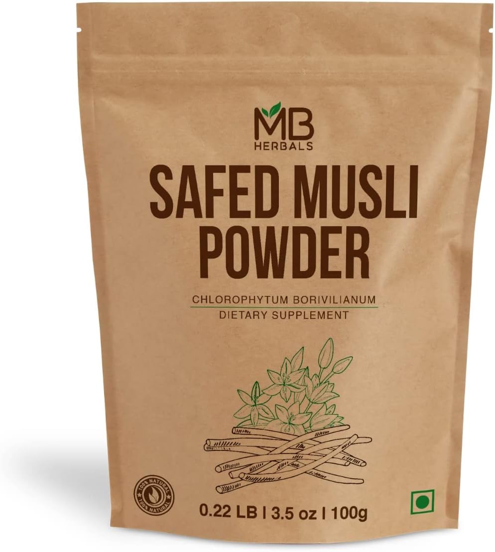 MB Herbals Pure Safed Musli Powder 100g - Chlorophytum borivilianum, White Musli - görsel 1