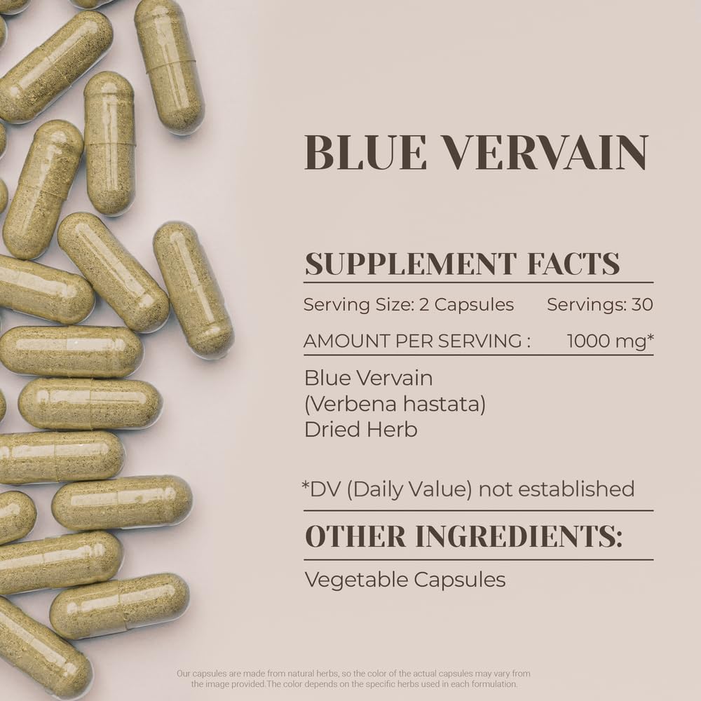 Garden Organics Blue Vervain 60 Capsules – Herbal Food Supplement with Vegetarian Capsules - görsel 3