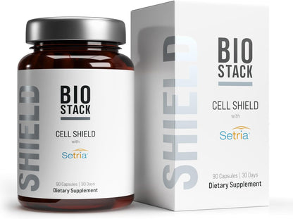 BIOSTACK Cell Shield with Setria Glutathione | Liposomal Supplement with Vitamin C, Turmeric, and C3 Curcumin Complex | Pure Reduced L-Glutathione 500mg