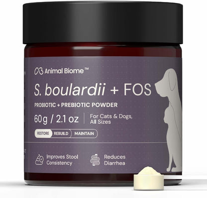 Animal Biome S. Boulardii + FOS Powder – Supports Digestive Balance: S. Boulardii is a probiotic yeast that helps – Image 1