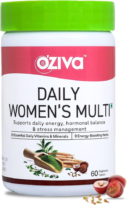 OZIVA Daily Women's Multivitamin – 60 Capsules, Plant-Based with 23 Nutrients & Ayurvedic Herbs
